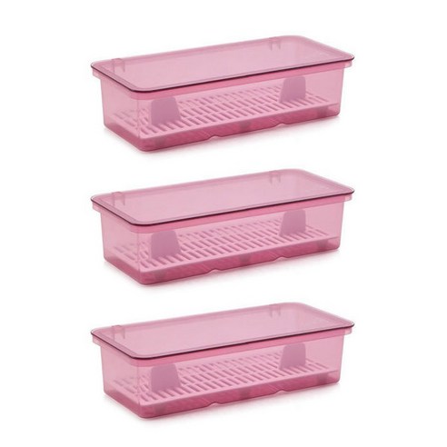 앤티스 주방용품 플라스틱 배수 수저통, 핑크, 3개입