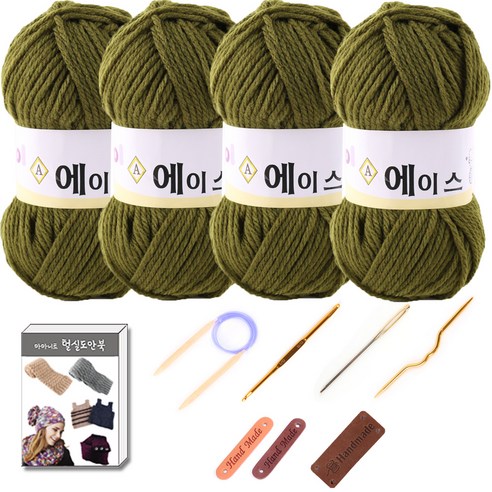 마마니트 울에이스 뜨개질 DIY 패키지, 1세트, 487카키