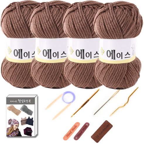 마마니트 울에이스 뜨개질 DIY 패키지, 1세트, 495 갈색