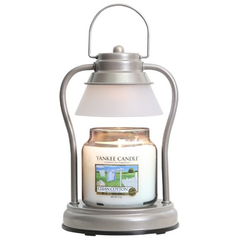 블루오션 양키캔들 모던워머 중 세트 캔들워머 + 1000g 실버 + 중 가로 15cm x 세로 29cm, 클린코튼