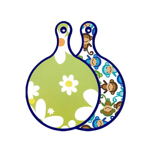 로엠디자인 블루에디션 양면 원형 서빙 도마 floral design하얀개나리, 원숭이, 1개