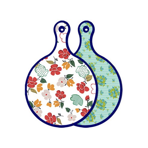 로엠디자인 블루에디션 양면 디자인 원형 서빙도마 floral목련패턴, 옥색넝쿨로즈, 1개