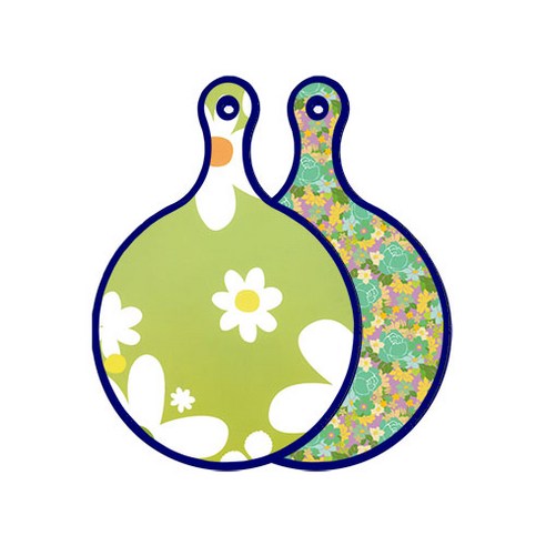 로엠디자인 블루에디션 양면 원형 서빙 도마 floral design하얀개나리, 청록장미넝쿨, 1개