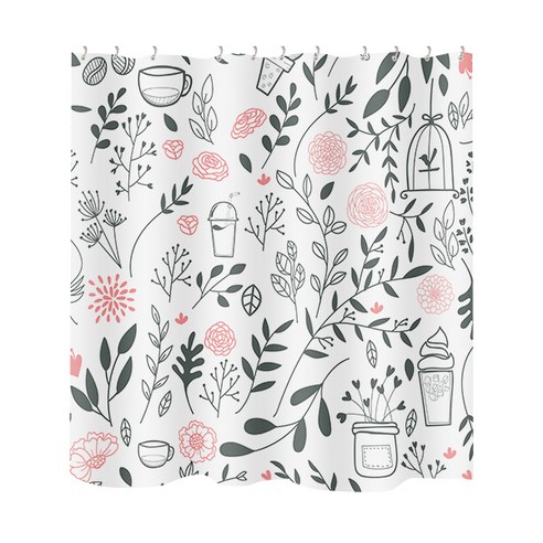 마켓감성 네추럴 방수 샤워커튼 type4 80 x 180 cm, 1개, 멀티(혼합)컬러