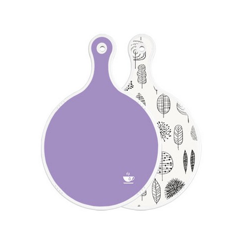로엠디자인 양면 원형 서빙 도마 보라, 나무라인아트웍, 1개