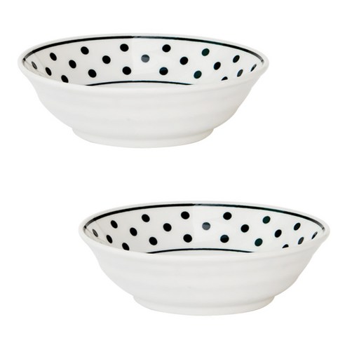 디어리빙 블랙앤화이트 쿠프 식기 13.5cm, 도트, 2개입