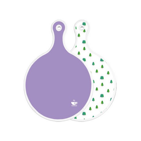 로엠디자인 양면 원형 서빙 도마 보라, 소나무아트웍, 1개