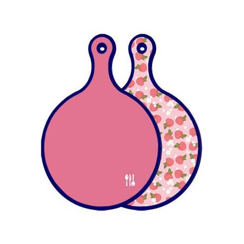로엠디자인 블루 에디션 양면 원형 서빙 도마 보드 핑크, 핑크복숭아, 1개