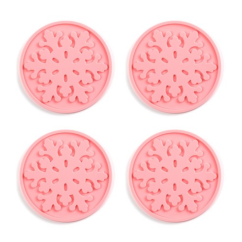 이코디 실리콘 칼빙 스노우 코스터 4p, 핑크