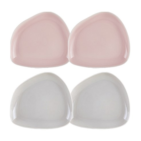 젠한국 오브제 접시 세트 22cm, 1세트, 접시 라이트그레이 2p + 베리핑크 2p