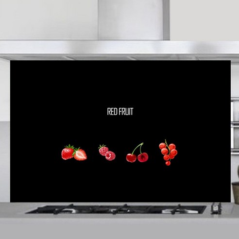 키친아트갤러리 주방아트보드 레드후르츠 블랙, 1개