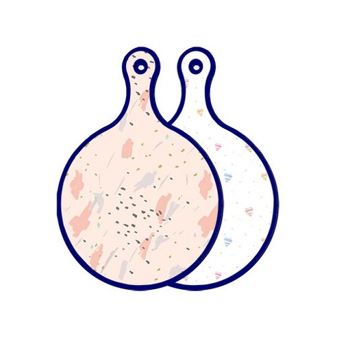 로엠디자인 블루에디션 양면 원형 서빙도마 패턴자국, 라인하트, 1개