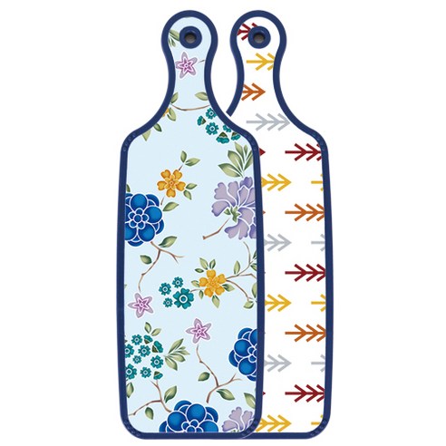 로엠디자인 블루 에디션 서빙 도마 보드 소나무화이트, 로맨틱블루floral비색, 1개