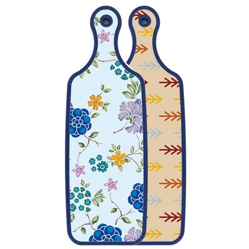 로엠디자인 블루에디션 양면 서빙도마 소나무두목색, 로맨틱블루floral비색, 1개