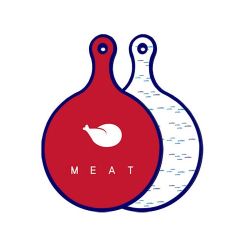 로엠디자인 블루에디션 양면 원형 서빙 도마 미트레드, 파스텔물고기떼, 1개