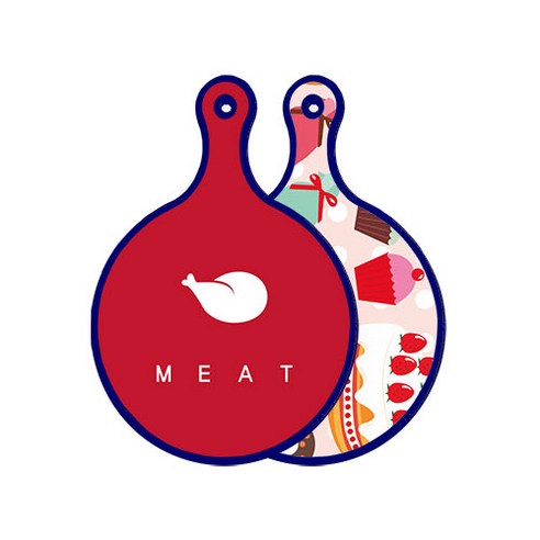 로엠디자인 블루에디션 양면 원형 서빙 도마 미트레드, 꼬마도넛, 1개