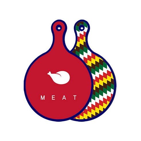 로엠디자인 블루에디션 양면 원형 서빙 도마 미트레드, 5색다이아패턴, 1개