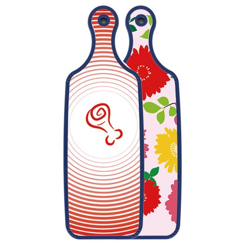 로엠디자인 블루에디션 양면 서빙 도마 국화핑크분홍, 고기라인레드, 1개