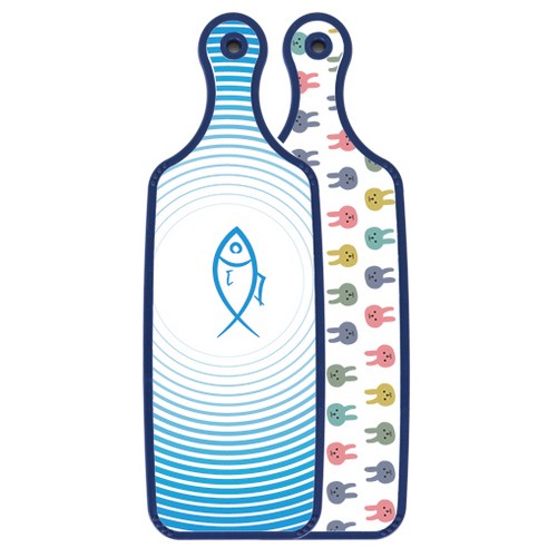 로엠디자인 블루에디션 양면 서빙보드 도마 토끼, 피쉬라인블루, 1개