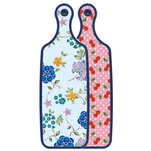 로엠디자인 블루에디션 양면 서빙 도마 핑크체리, 로맨틱블루floral비색, 1개