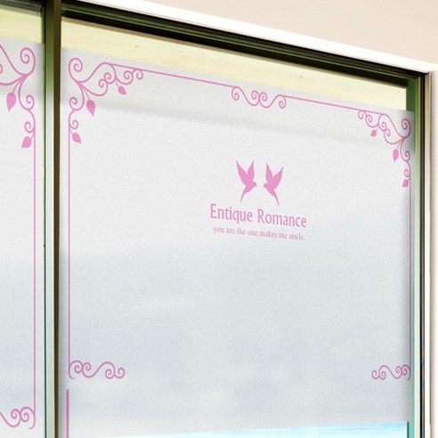 제제데코 무점착 칼라안개 창문 유리 시트지, 엔틱로맨스02 핑크