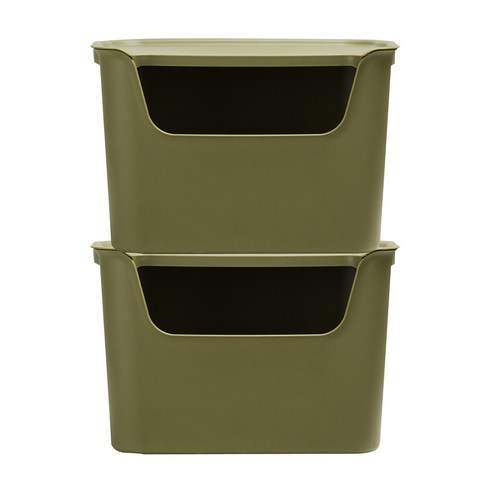 티볼리 컬러 수납박스 대 25.5L, 올리브그린, 2개