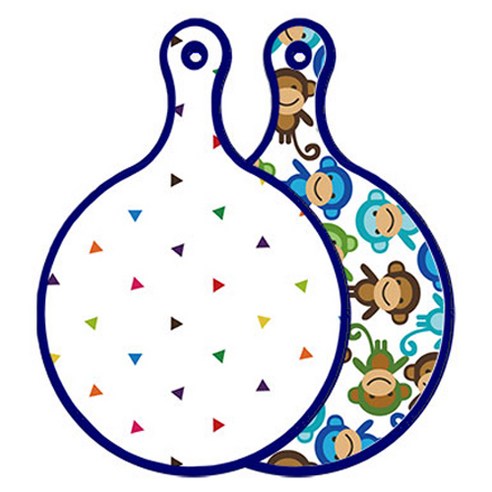 로엠디자인 블루에디션 양면 원형 서빙 도마 세모점, 원숭이, 1개