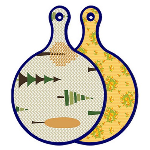 블루에디션 양면 원형 서빙 도마 숲패턴2, 오렌지넝쿨로즈, 1개