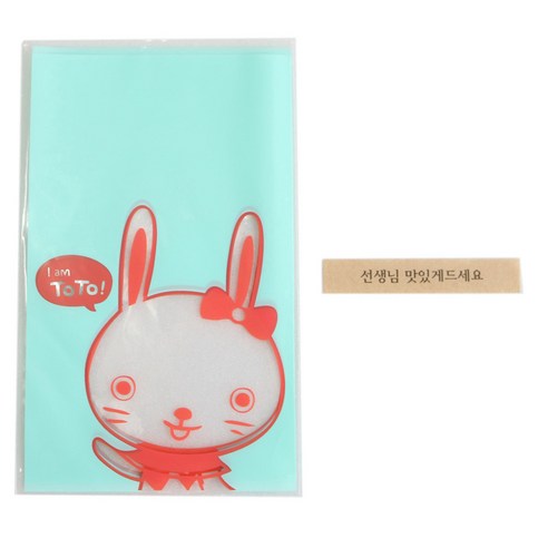 황씨네도시락 비접착 야미봉투 토끼 100p + 크라띠지 스티커 선생님 맛있게 드세요 100p, 1세트