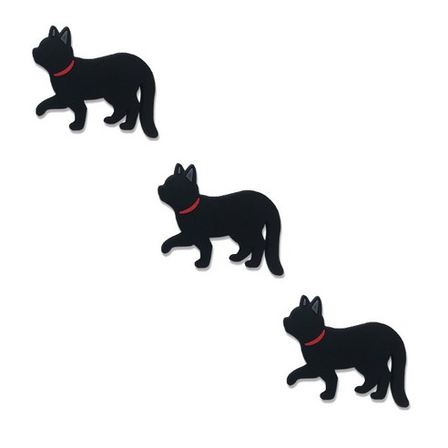 앤티스 주방용품 후크 타입 옆면 고양이 냉장고 자석 3p, 블랙