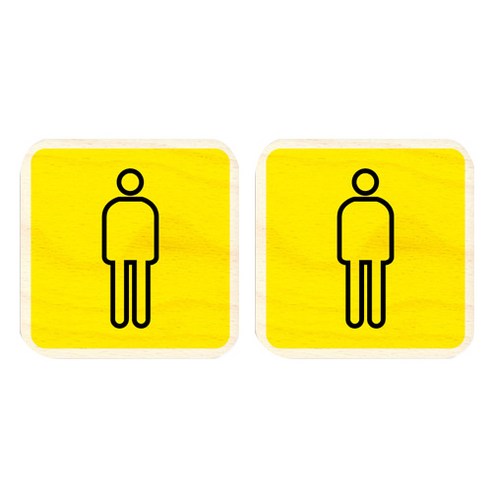 모두의팩토리 옐로우 자작나무 미니 사각 도어사인 2p, 02 남자화장실