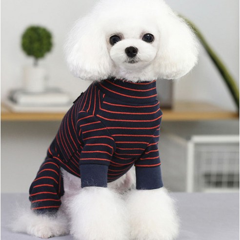 까망코 CHEEPET 스트라이프 반려견 올인원, 레드