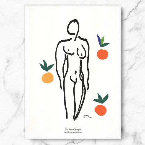 RYMD 앙리 마티스 Nu Aux Oranges 수지 액자, 화이트