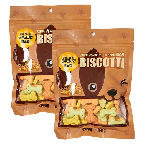 더주스 비스코티 강아지 비스켓 160 g, 글루코사민, 2개