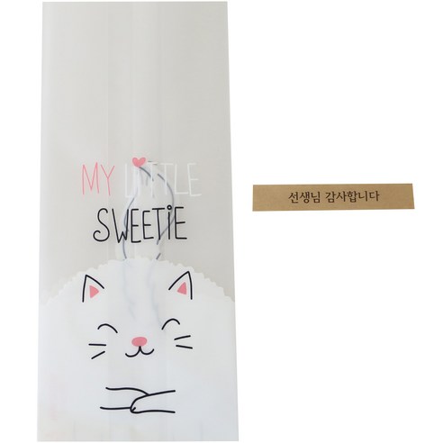 황씨네도시락 냥이M 봉투 50p + 크라띠지 스티커 선생님 감사합니다 50p, 1세트