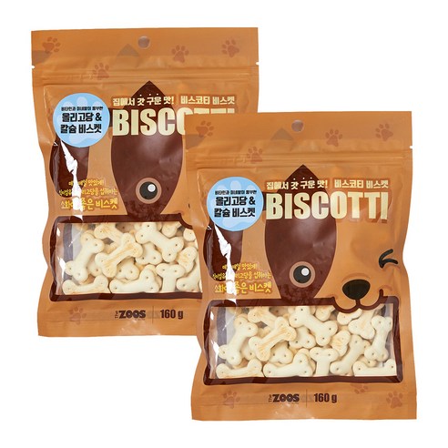 더주스 비스코티 강아지 비스켓 160 g, 올리고당 + 칼슘 혼합맛, 2개