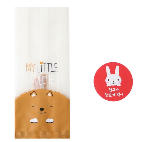 황씨네도시락 멍이M 포장봉투 30p + 레드토끼 친구야 맛있게 먹어 스티커 30p, 1세트