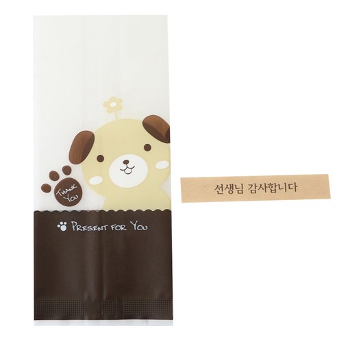 황씨네도시락 강아지 봉투 + 선생님 감사합니다 스티커, 30개, 1세트