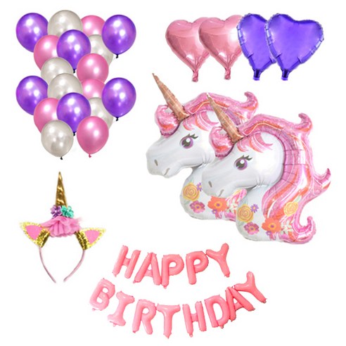 마켓감성 유니콘 생일파티용품 세트 38p, 타입6