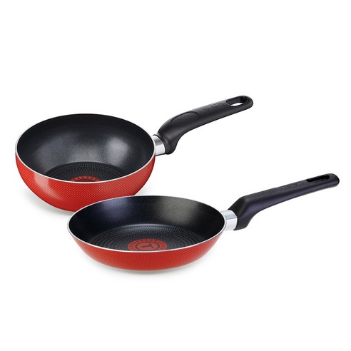 테팔 인조이 미니 2종 세트, 레드, 후라이팬 18 cm + 볶음팬 16 cm
