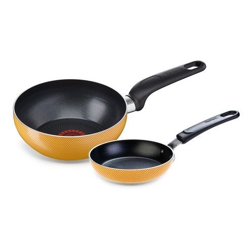 테팔 인조이 미니 2종 세트, 옐로우, 후라이팬 12 cm + 볶음팬 16 cm