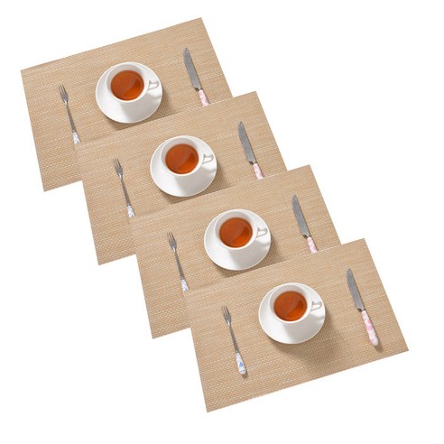 앤티스 논슬립 투톤 테이블매트 4p, 베이지, 45 x 30 cm