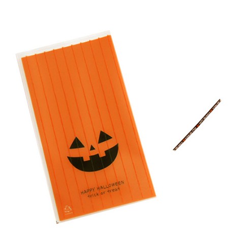 봄91 할로윈 비접착 쿠키봉투소 100p + 할로윈 막대타이 100p, 혼합 색상, 1세트