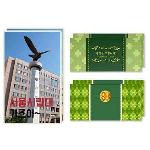 럭키심볼 행운의 선물 네잎클로버 생화 목표대학 고급 카드 + 봉투세트, 서울시립대, 2세트