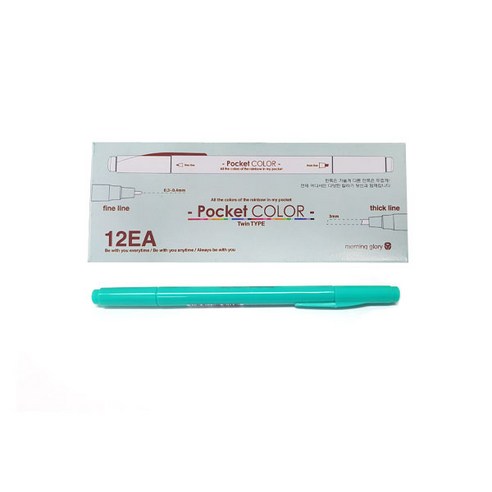 모닝글로리 700 포켓칼라펜 양면, 에메랄드그린, 12개