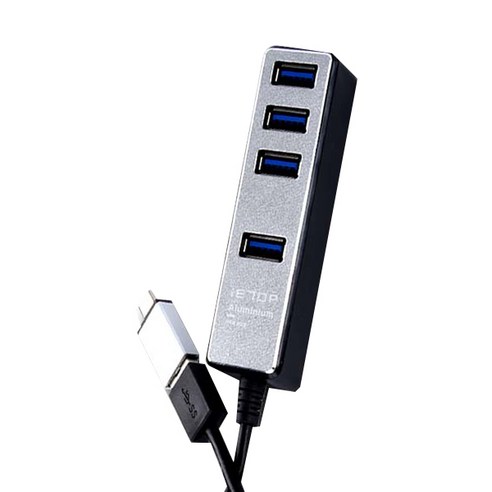 이탑 유전원 USB3.1 4포트 허브 C타입 젠더 포함 T3-09, 실버, 1개