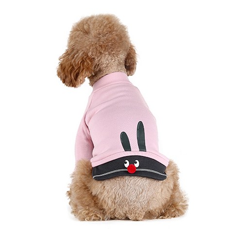 윙키뉴욕 강아지옷 빼꼼래빗 맨투맨, Pink
