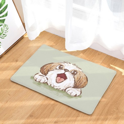 슈퍼식스 귀여운 강아지 일러스트 시리즈 물 흡수 바닥 매트 패드, 07