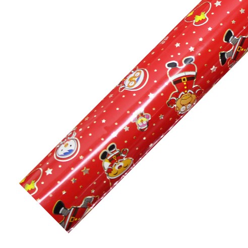뽀로로 크리스마스 비닐 증착롤 포장지 53cm x 12m, 별적색, 1개