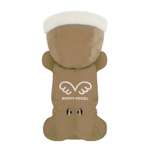 퍼피엔젤 애견 SignatureTM 날개 패딩 오버롤 남여공용 올인원 PA-OW434, 15 Beige